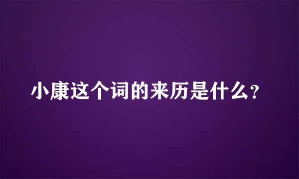 小康这个词的来历是什么？