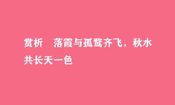 赏析 落霞与孤鹜齐飞，秋水共长天一色