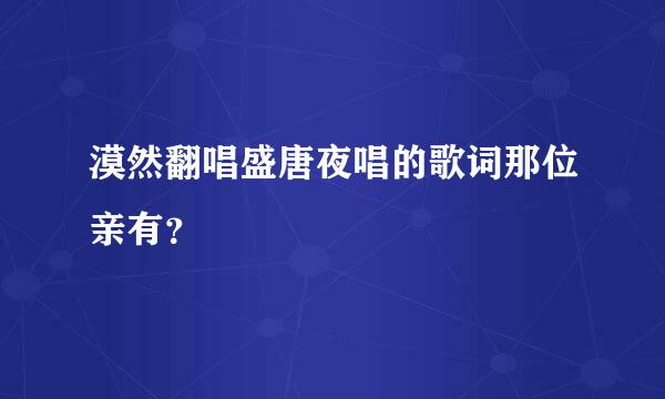 漠然翻唱盛唐夜唱的歌词那位亲有？