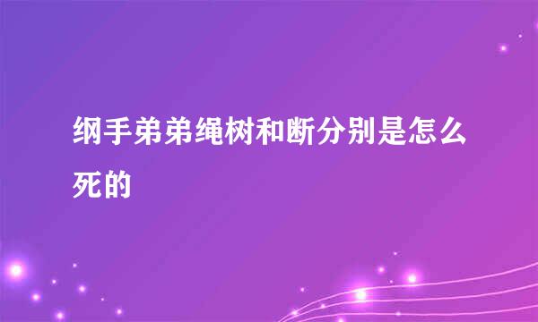 纲手弟弟绳树和断分别是怎么死的