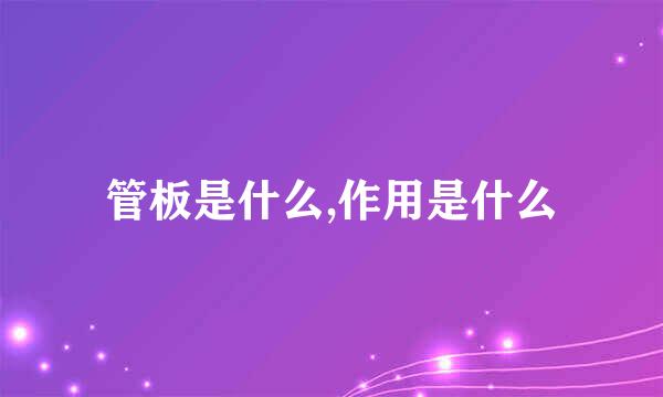 管板是什么,作用是什么