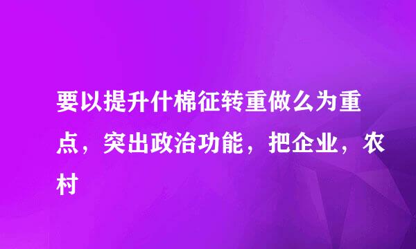 要以提升什棉征转重做么为重点，突出政治功能，把企业，农村