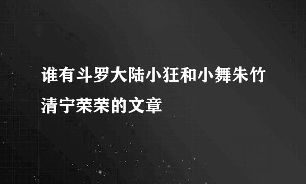 谁有斗罗大陆小狂和小舞朱竹清宁荣荣的文章