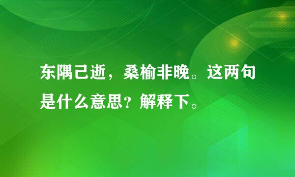 东隅己逝，桑榆非晚。这两句是什么意思？解释下。