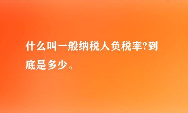 什么叫一般纳税人负税率?到底是多少。