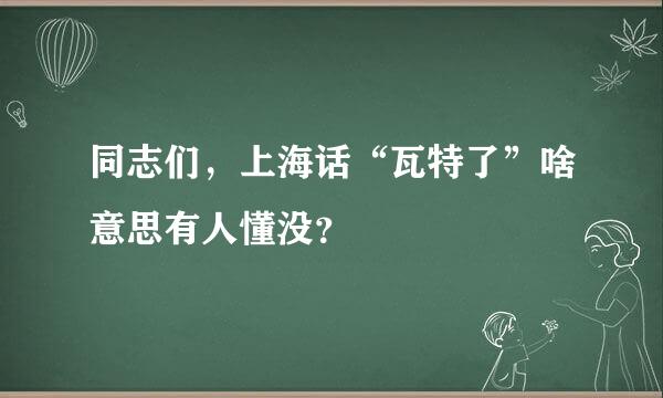 同志们，上海话“瓦特了”啥意思有人懂没？