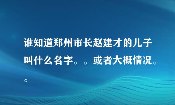 谁知道郑州市长赵建才的儿子叫什么名字。。或者大概情况。。