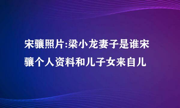 宋骧照片:梁小龙妻子是谁宋骧个人资料和儿子女来自儿