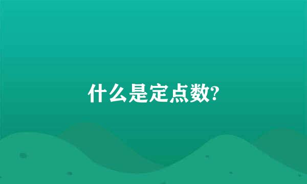 什么是定点数?