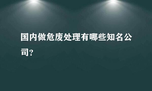 国内做危废处理有哪些知名公司？