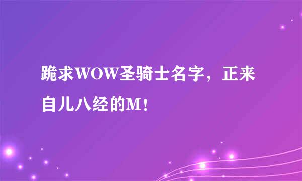 跪求WOW圣骑士名字，正来自儿八经的M！