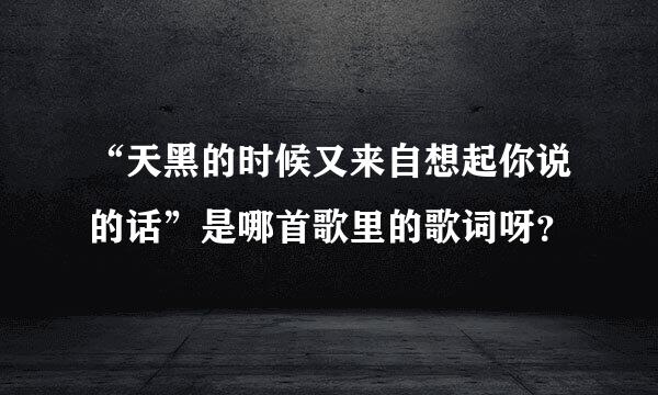 “天黑的时候又来自想起你说的话”是哪首歌里的歌词呀？