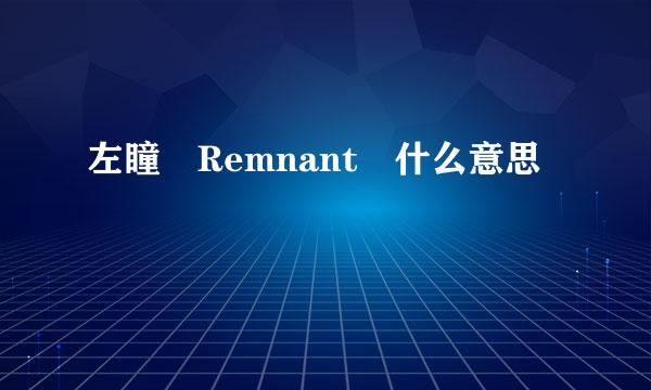 左瞳 Remnant 什么意思