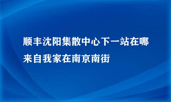 顺丰沈阳集散中心下一站在哪来自我家在南京南街