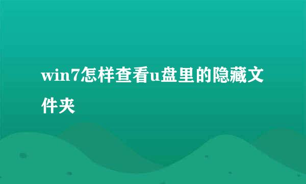 win7怎样查看u盘里的隐藏文件夹