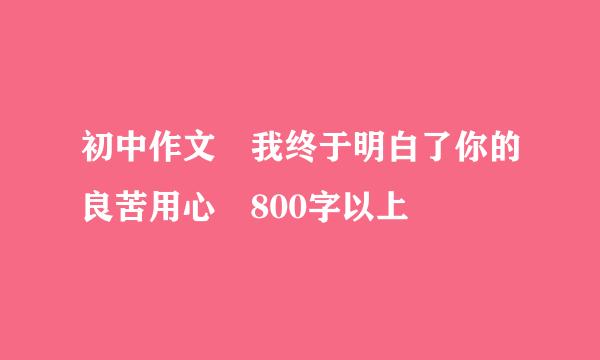 初中作文 我终于明白了你的良苦用心 800字以上