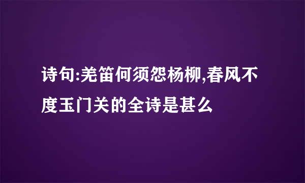 诗句:羌笛何须怨杨柳,春风不度玉门关的全诗是甚么