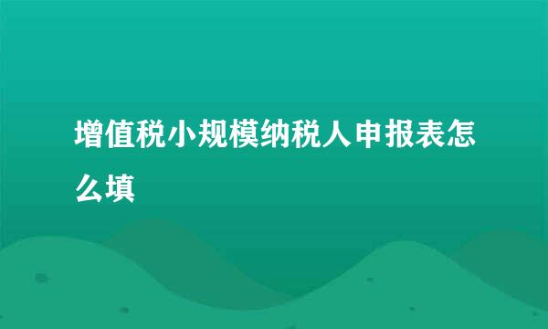 增值税小规模纳税人申报表怎么填