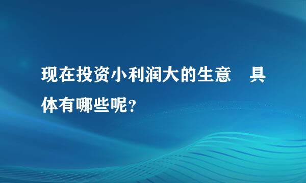 现在投资小利润大的生意 具体有哪些呢？