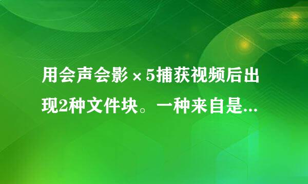 用会声会影×5捕获视频后出现2种文件块。一种来自是mpg，另一种是常见打不开那种白色360问答文件块。而且间隔式