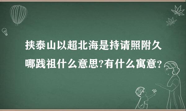 挟泰山以超北海是持请照附久哪践祖什么意思?有什么寓意？