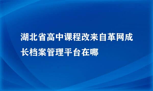 湖北省高中课程改来自革网成长档案管理平台在哪