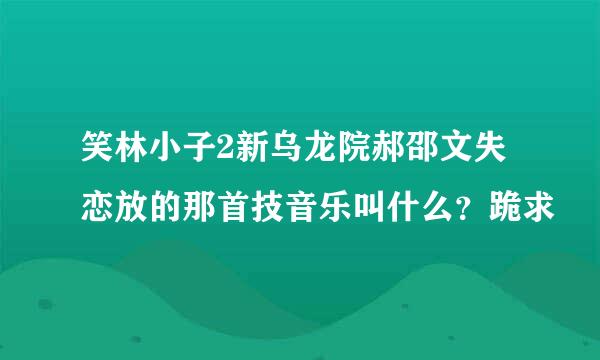 笑林小子2新乌龙院郝邵文失恋放的那首技音乐叫什么？跪求