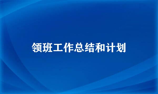 领班工作总结和计划