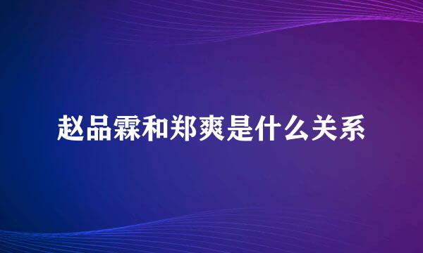 赵品霖和郑爽是什么关系