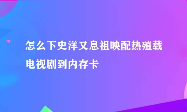 怎么下史洋又息祖映配热殖载电视剧到内存卡