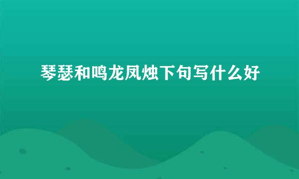 琴瑟和鸣龙凤烛下句写什么好