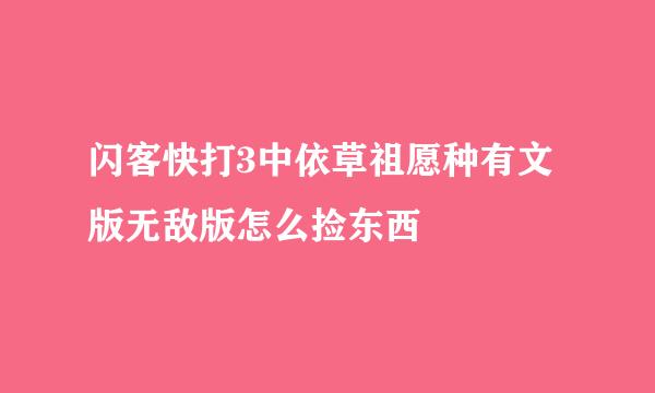 闪客快打3中依草祖愿种有文版无敌版怎么捡东西