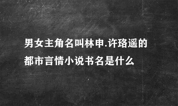 男女主角名叫林申.许珞遥的都市言情小说书名是什么