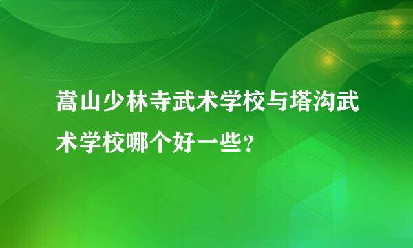 嵩山少林寺武术学校与塔沟武术学校哪个好一些？