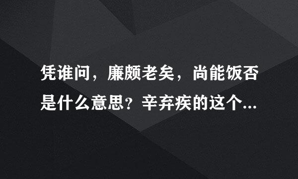 凭谁问，廉颇老矣，尚能饭否是什么意思？辛弃疾的这个问题仅仅是表示自己还能杀敌么？还是有其它寓意？