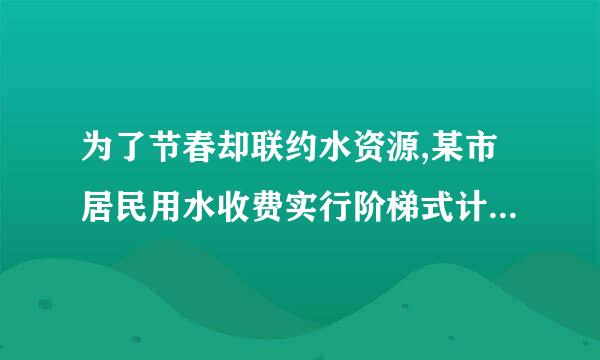 为了节春却联约水资源,某市居民用水收费实行阶梯式计划,每月每户用水20t以内(汗20t),每t1.8元；超过20t,且