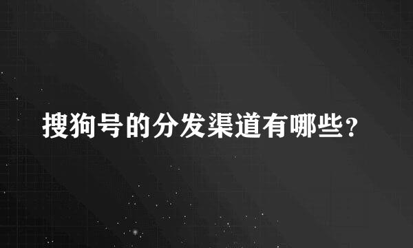 搜狗号的分发渠道有哪些？