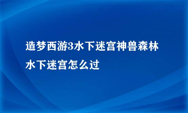 造梦西游3水下迷宫神兽森林水下迷宫怎么过