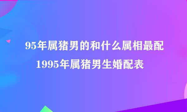 95年属猪男的和什么属相最配 1995年属猪男生婚配表