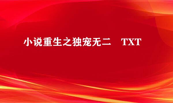 小说重生之独宠无二 TXT