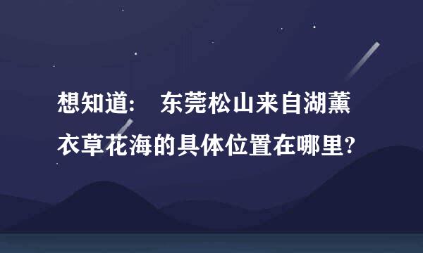 想知道: 东莞松山来自湖薰衣草花海的具体位置在哪里?