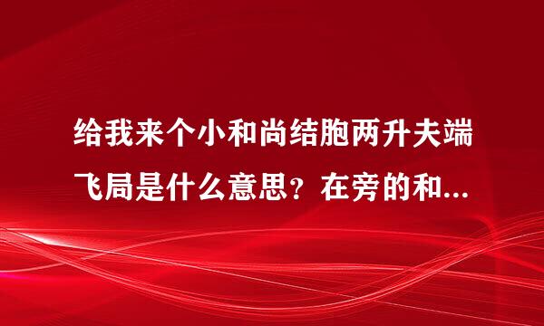 给我来个小和尚结胞两升夫端飞局是什么意思？在旁的和尚是谁 ？顺便问一下有第二季或动漫吗？20