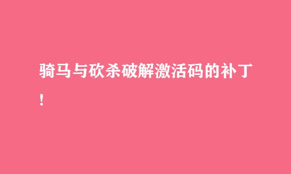 骑马与砍杀破解激活码的补丁!