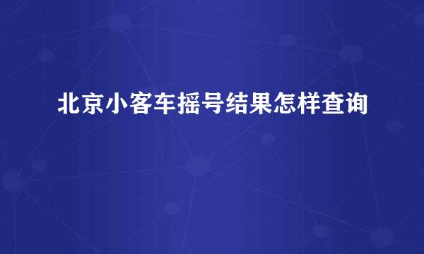 北京小客车摇号结果怎样查询