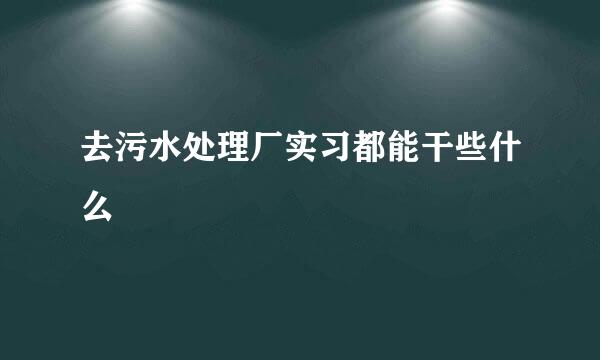 去污水处理厂实习都能干些什么