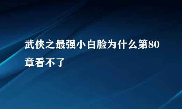 武侠之最强小白脸为什么第80章看不了