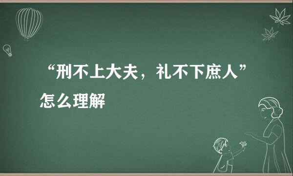 “刑不上大夫，礼不下庶人”怎么理解