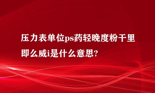 压力表单位ps药轻晚度粉干里即么威i是什么意思?