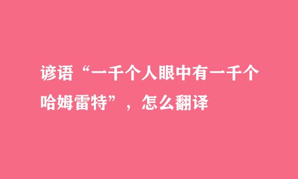 谚语“一千个人眼中有一千个哈姆雷特”，怎么翻译