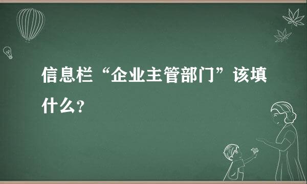 信息栏“企业主管部门”该填什么？